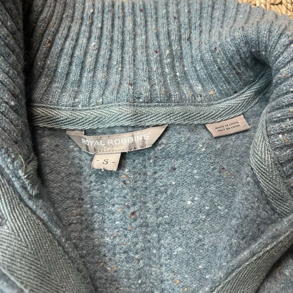 Royal Robbins Cardigan Mock Neck Button Front Pockets Robins Egg Blue Preppy Sm - Picture 3 of 8